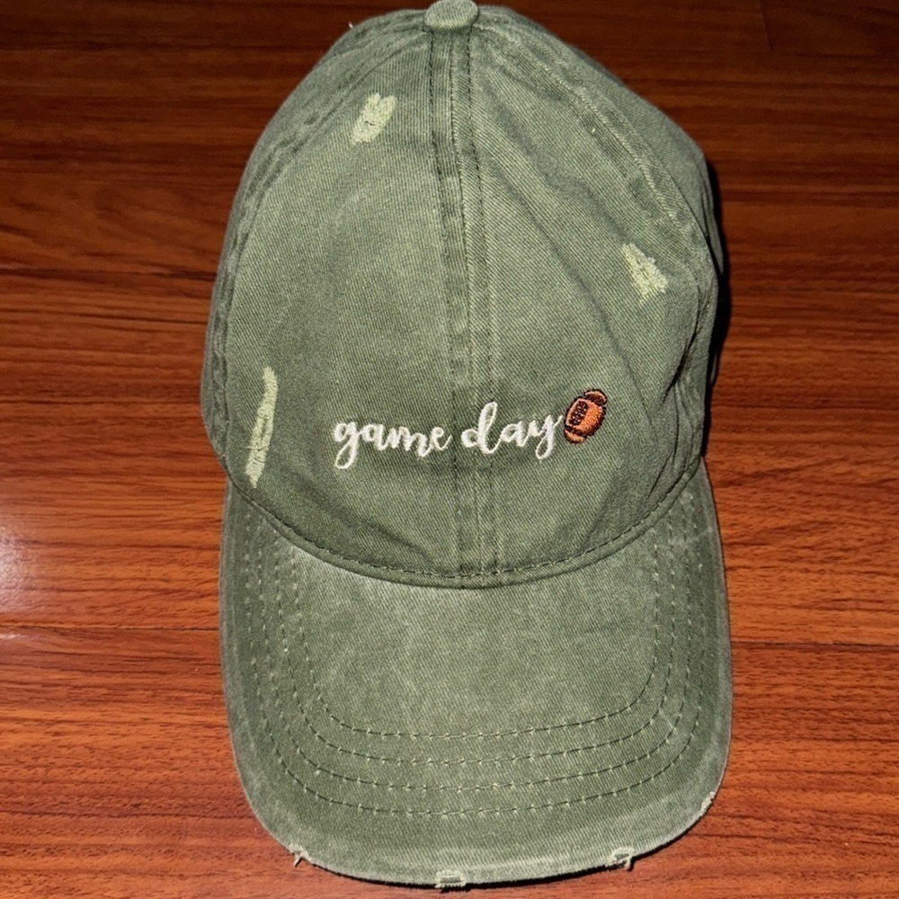 David Young Game Day Football Baseball Cap Hat vintage olive green NWOT unisex - Picture 2 of 5